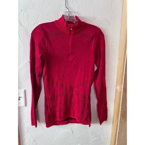Smartwool Intraknit 200 Women's Red Quarter Zip Baselayer Top Size S
